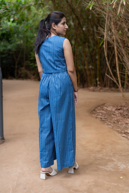 Royal Blue Striped Cotton Co-ord Set