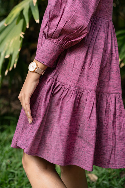 Magenta Haze Cotton Tiered Dress