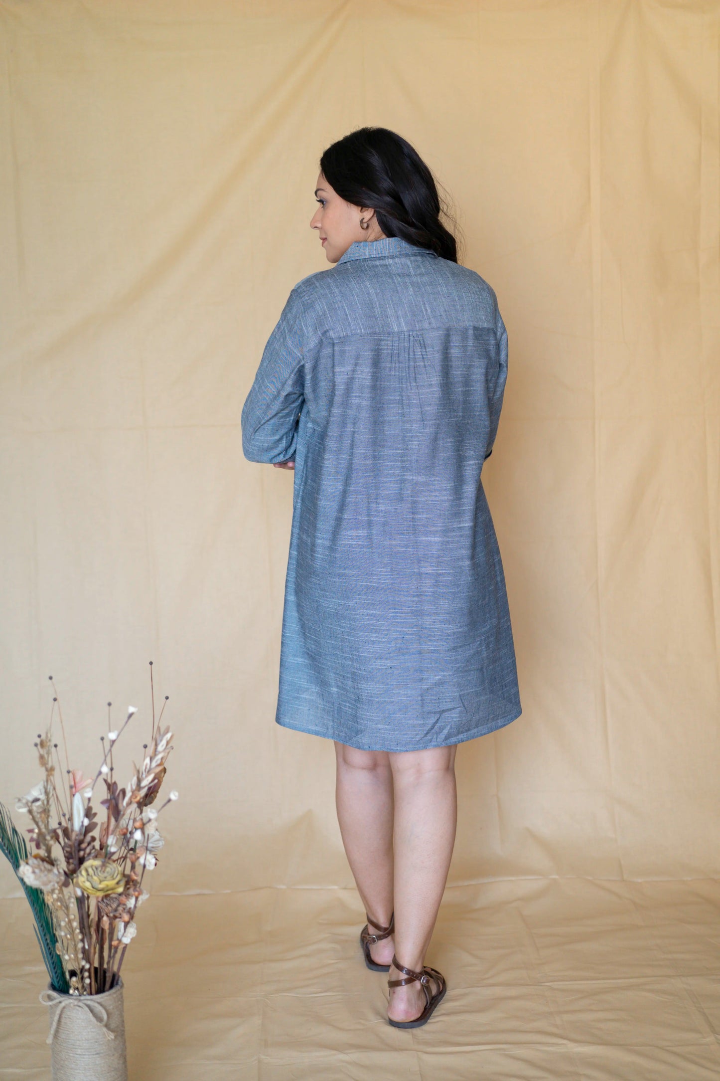 A- Line Grey Cotton Dress