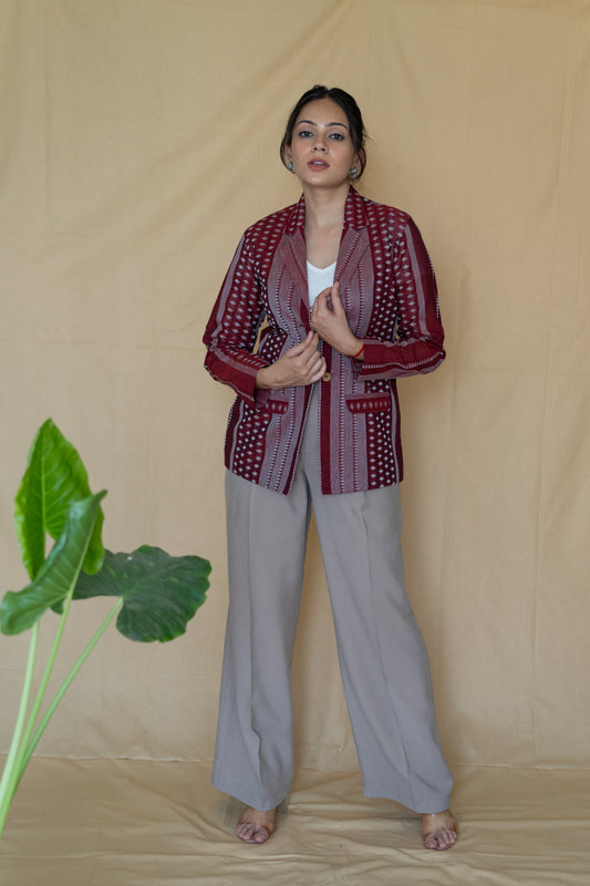 Handwoven Maroon Blazer