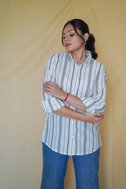 Handwoven White Cotton Shirt