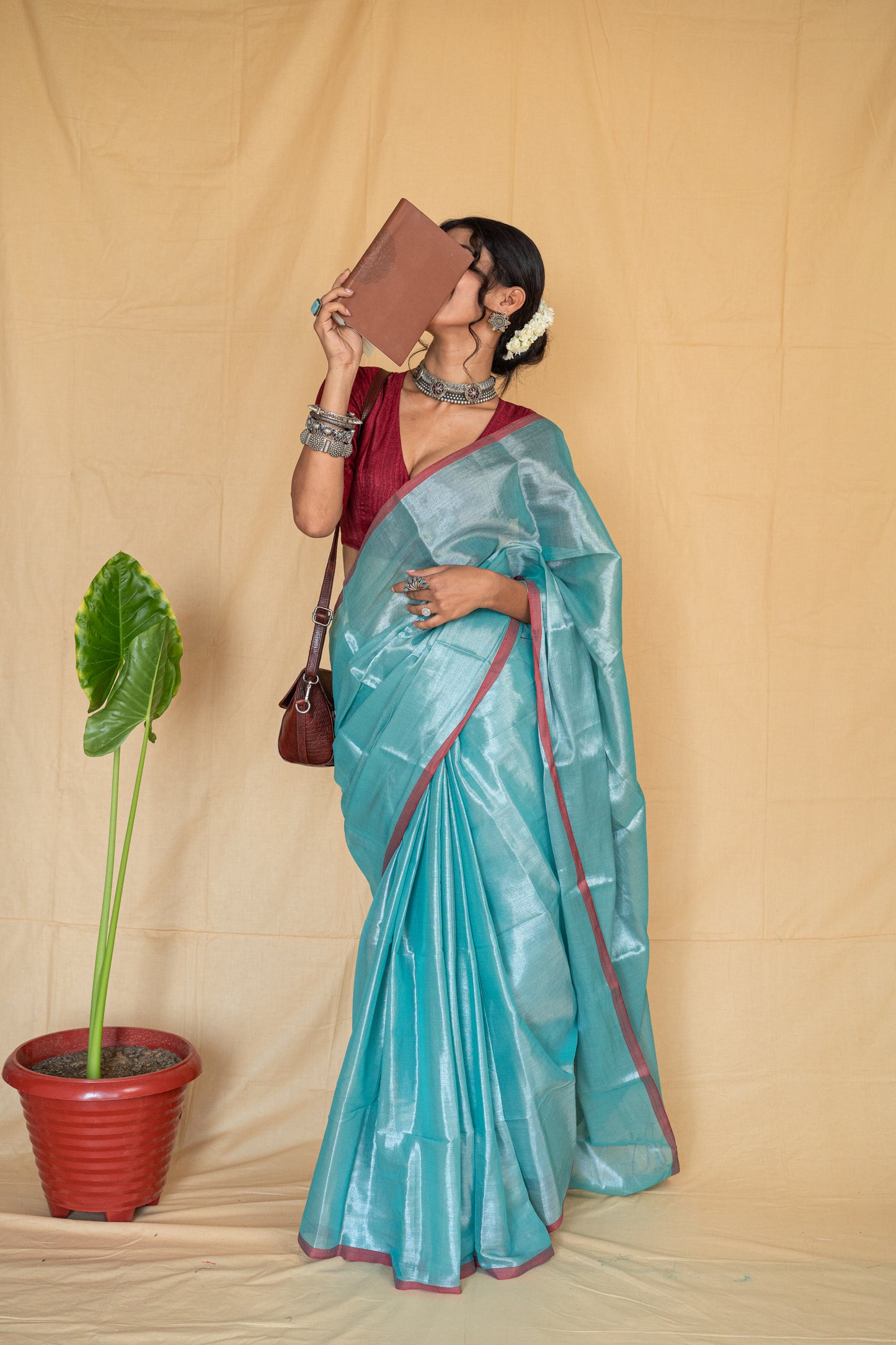 Neelambari | Sea Green Handloom Tissue Saree