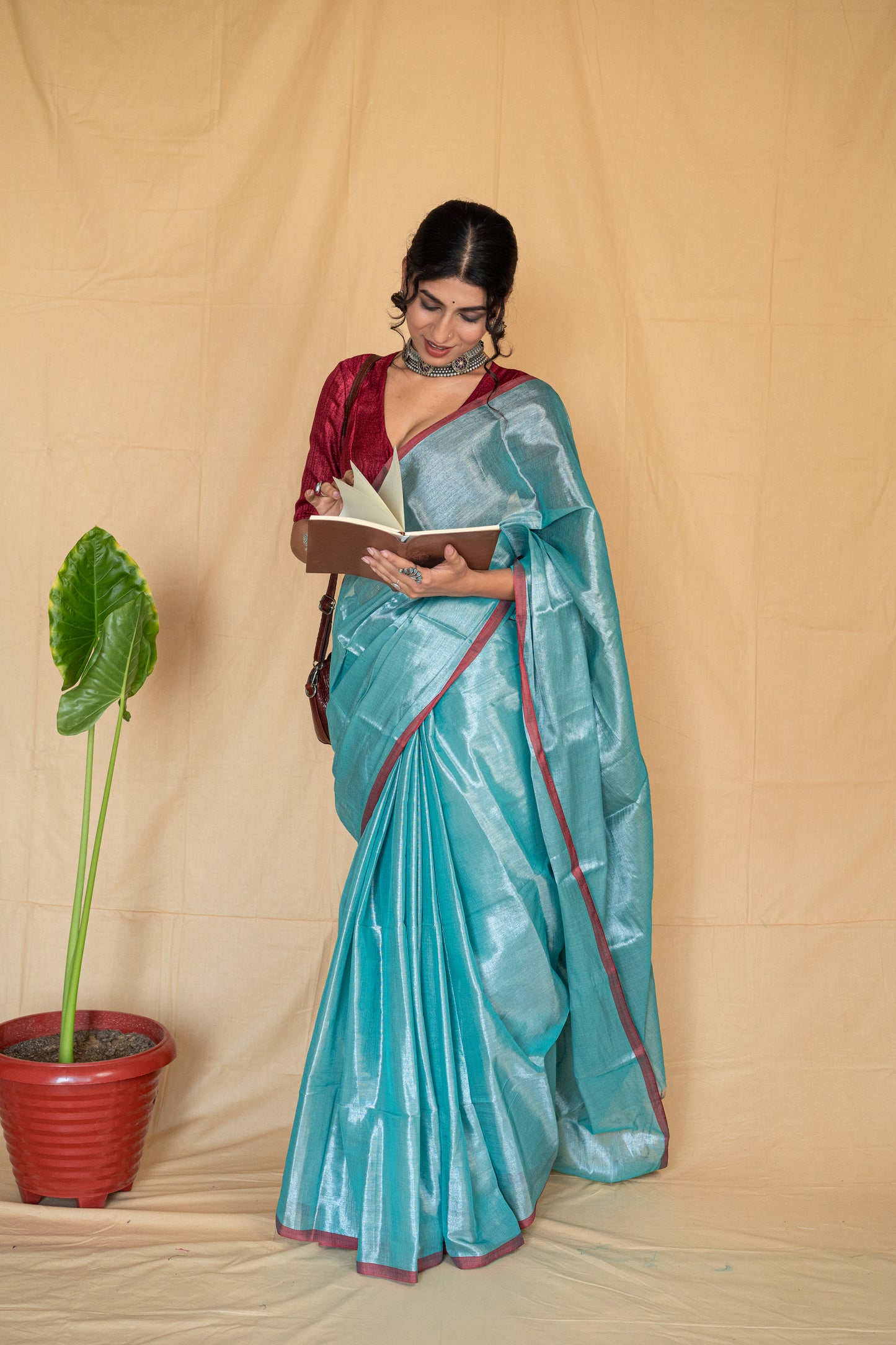 Neelambari | Sea Green Handloom Tissue Saree