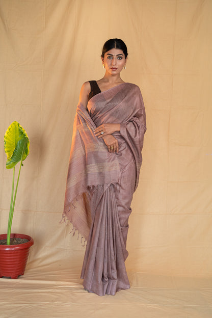 Pyaazi | Onion Pink Handloom Moonga Silk Saree